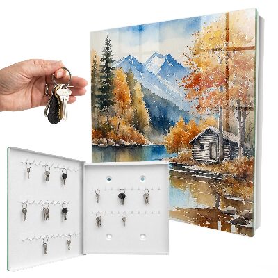 Caja para llaves diseño con paisaje de otoño en las montañas