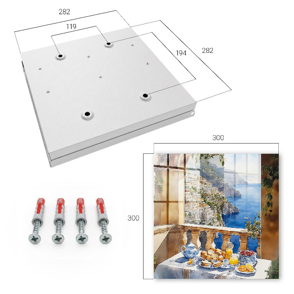 Armario para llaves de pared con diseño de desayuno en la terraza