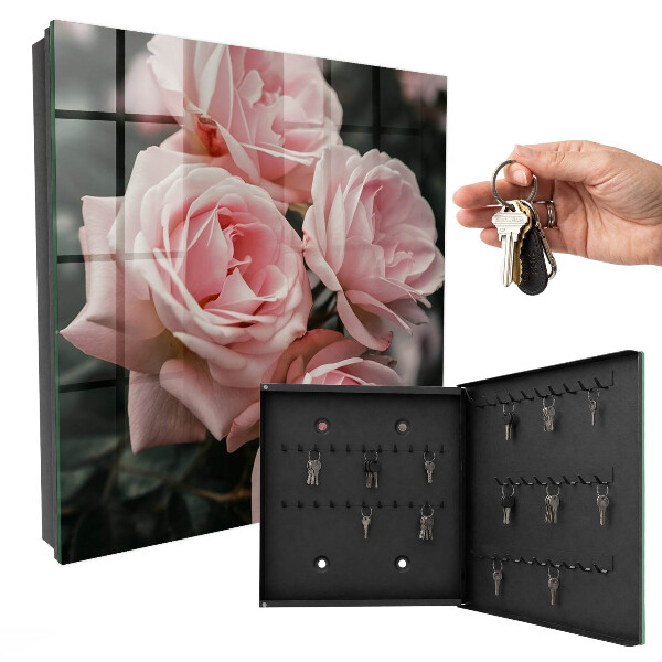 Armario para llaves con diseño de rosas rosadas