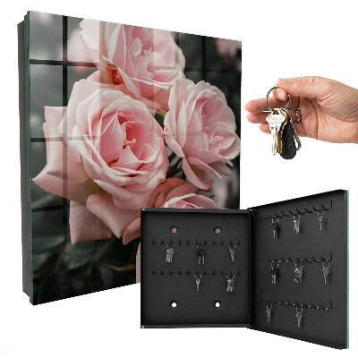 Armario para llaves con diseño de rosas rosadas