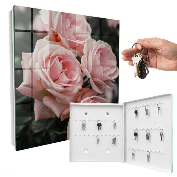 Armario para llaves con diseño de rosas rosadas