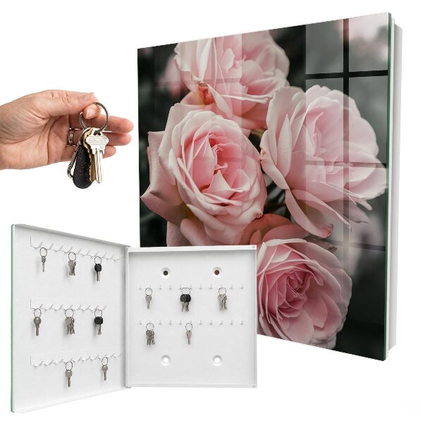 Armario para llaves con diseño de rosas rosadas