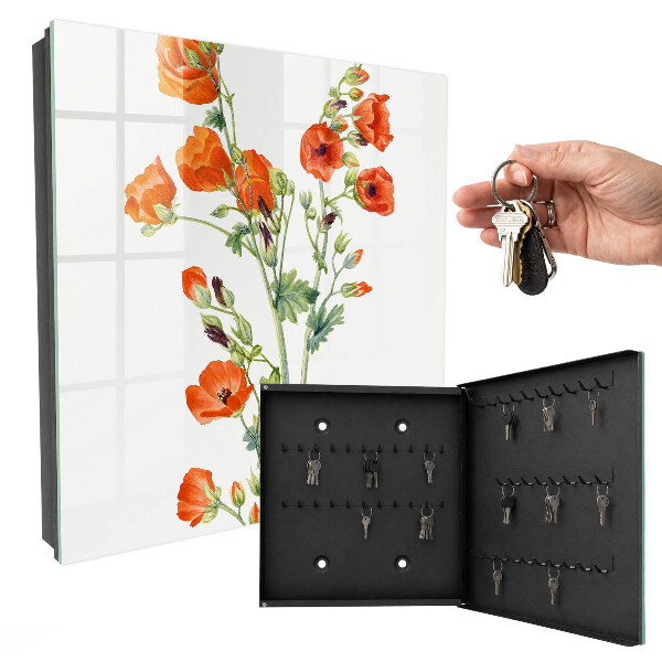 Armario para llaves con diseño de amapolas naranjas