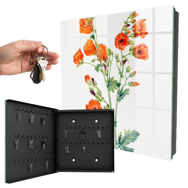 Armario para llaves con diseño de amapolas naranjas