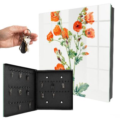 Armario para llaves con diseño de amapolas naranjas