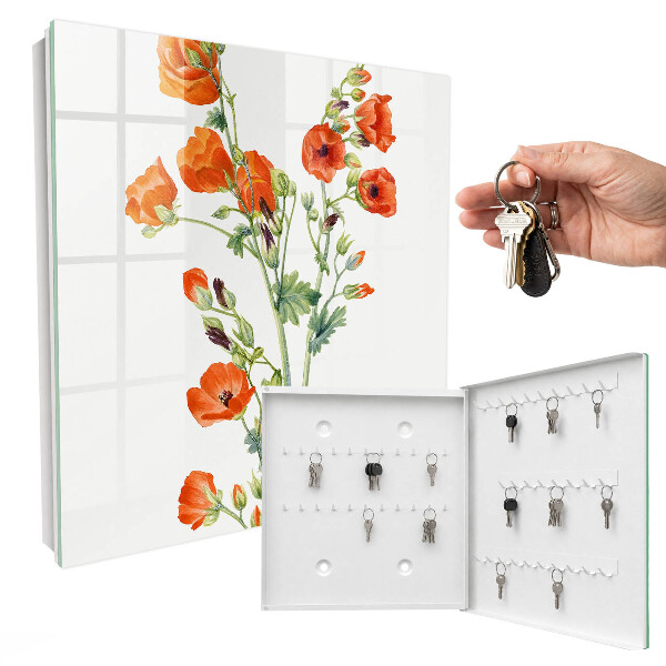 Armario para llaves con diseño de amapolas naranjas