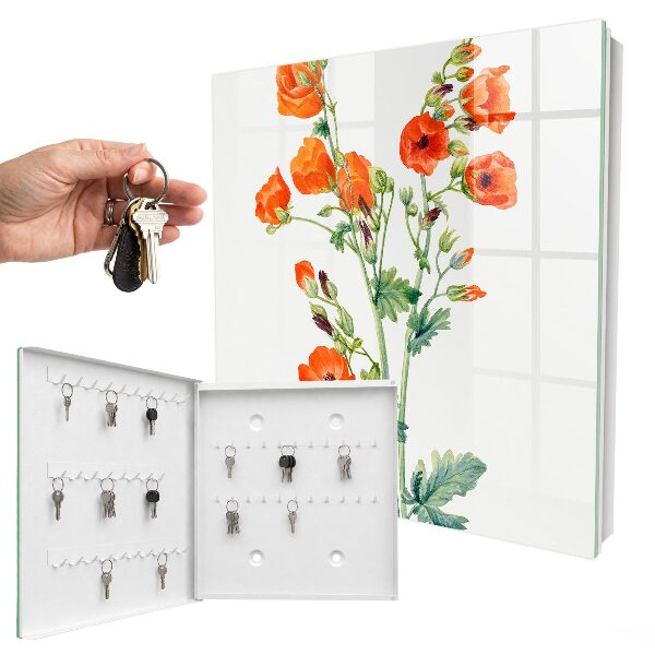 Armario para llaves con diseño de amapolas naranjas