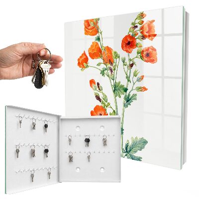 Armario para llaves con diseño de amapolas naranjas