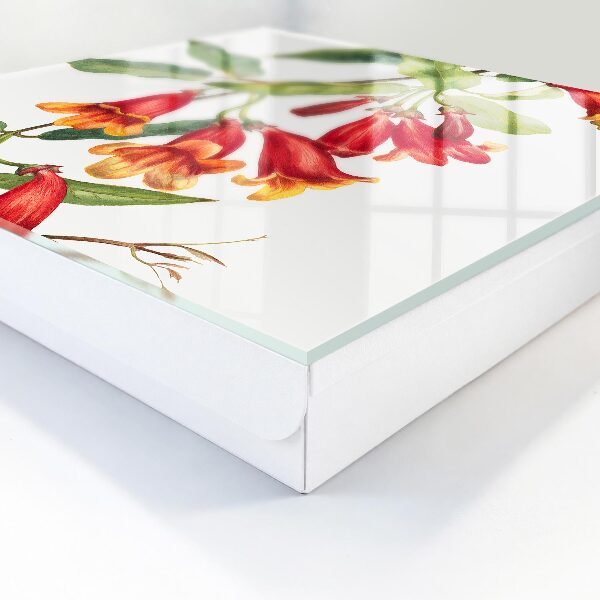 Caja para llaves con diseño de flores rojas