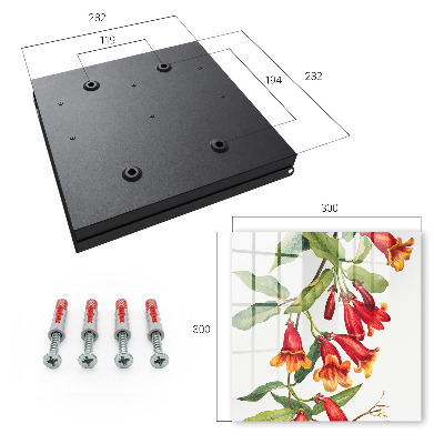 Caja para llaves con diseño de flores rojas