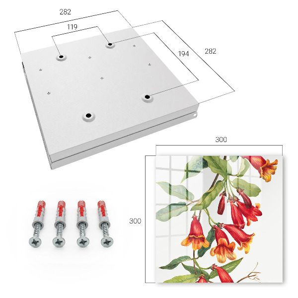 Caja para llaves con diseño de flores rojas