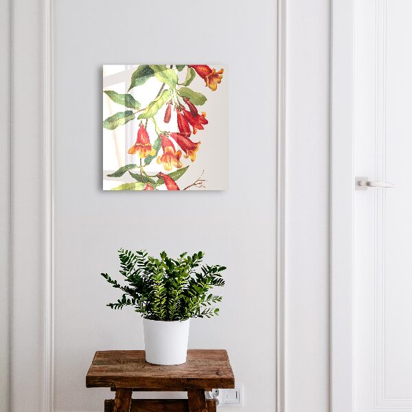 Caja para llaves con diseño de flores rojas