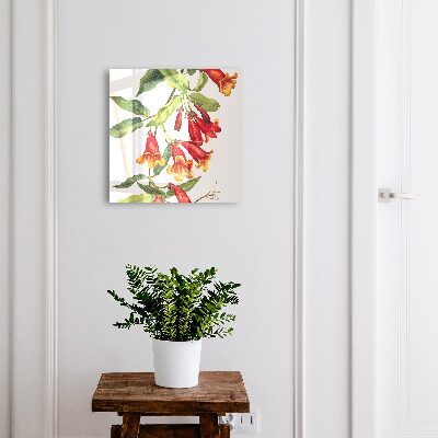 Caja para llaves con diseño de flores rojas