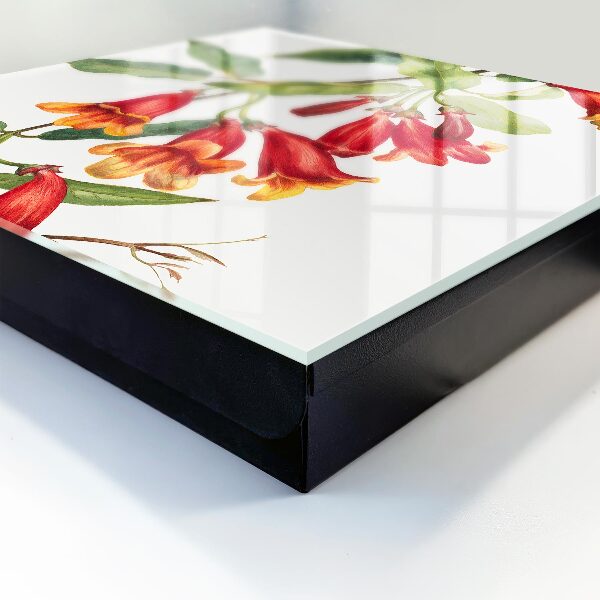 Caja para llaves con diseño de flores rojas