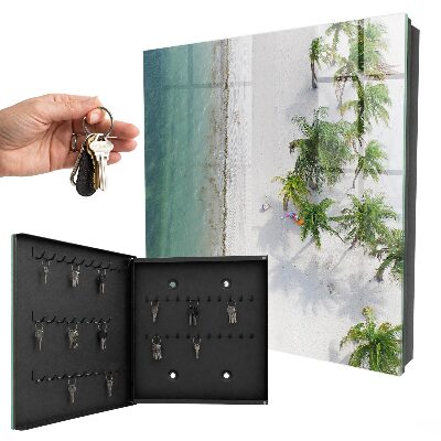 Caja para llaves con diseño de playa tropical