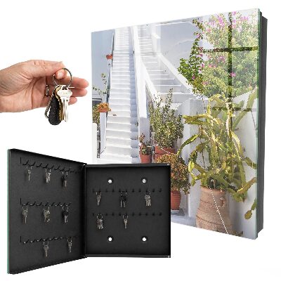 Armario para llaves con diseño de escaleras con plantas
