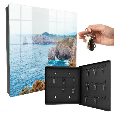 Caja para llaves con diseño de paisaje costero