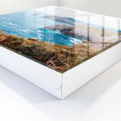 Caja para llaves con diseño de paisaje costero