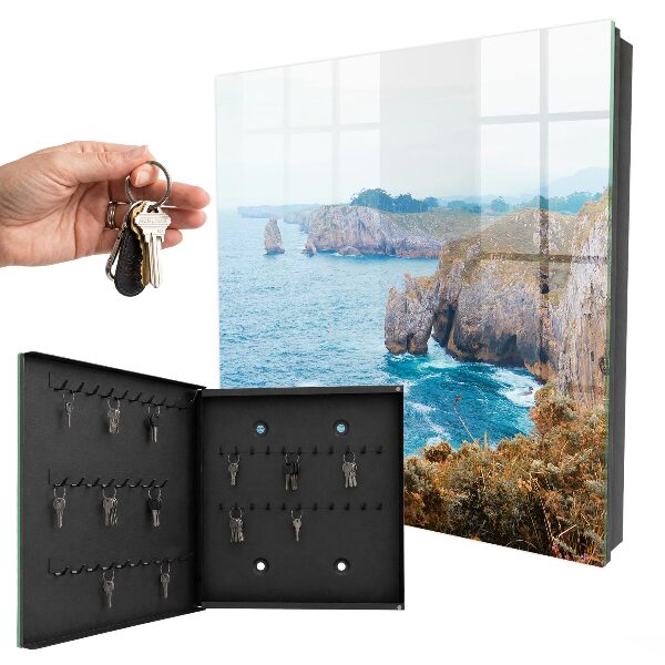 Caja para llaves con diseño de paisaje costero