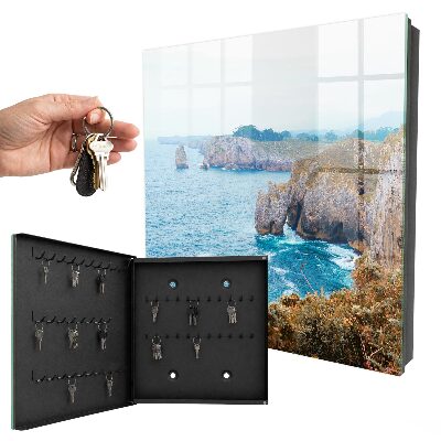 Caja para llaves con diseño de paisaje costero