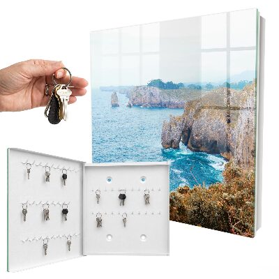 Caja para llaves con diseño de paisaje costero