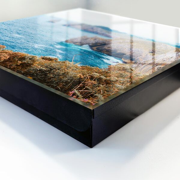 Caja para llaves con diseño de paisaje costero