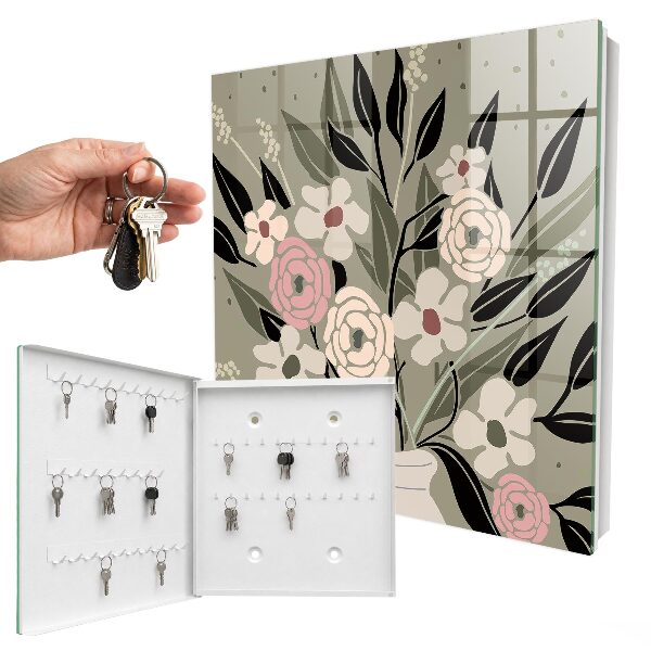 Armario para llaves con diseño de arreglo floral