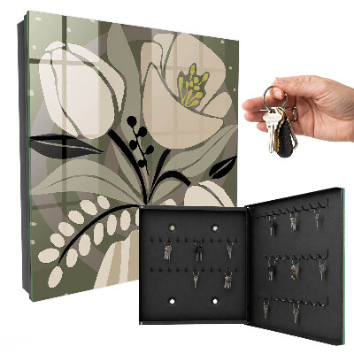Armario para llaves con diseño de flores beige