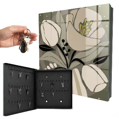 Armario para llaves con diseño de flores beige