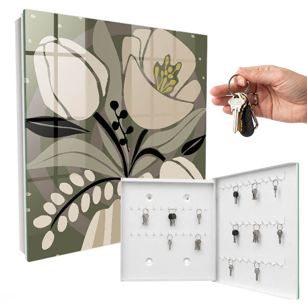 Armario para llaves con diseño de flores beige