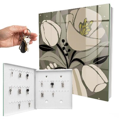 Armario para llaves con diseño de flores beige