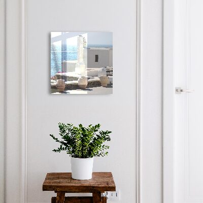 Armario para colgar llaves con diseño de casas blancas en Grecia junto al mar