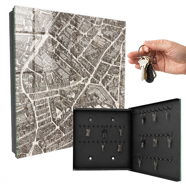 Armario para llaves con diseño de mapa de ciudad