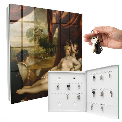 Caja para llaves con motivo artístico de Venus de Tiziano y el luthier