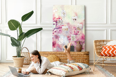 Tablero de corcho para pared Detalles florales en tonos delicados.