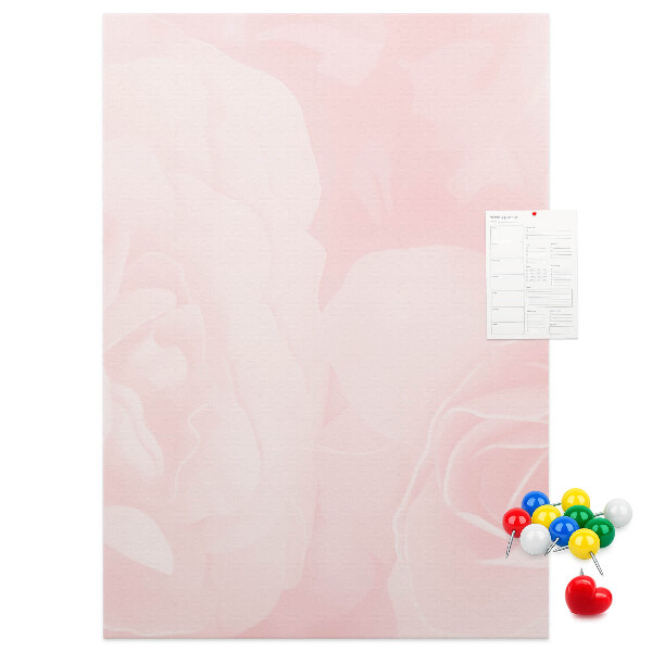 Tablón de corcho Delicadas rosas rosadas al fondo.