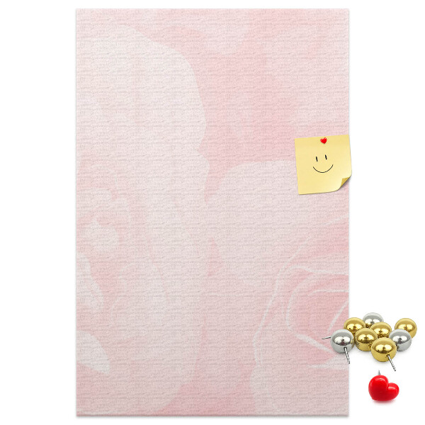 Tablón de corcho Delicadas rosas rosadas al fondo.