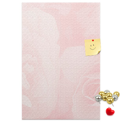 Tablón de corcho Delicadas rosas rosadas al fondo.