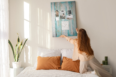 Tablero de corcho para pared Textura de madera en tonos azules