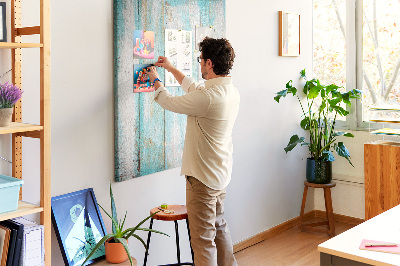 Tablero de corcho para pared Textura de madera en tonos azules