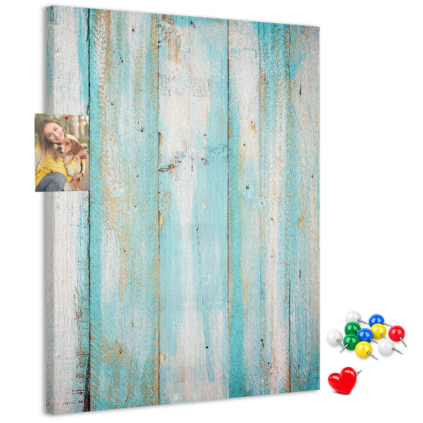 Tablero de corcho para pared Textura de madera en tonos azules