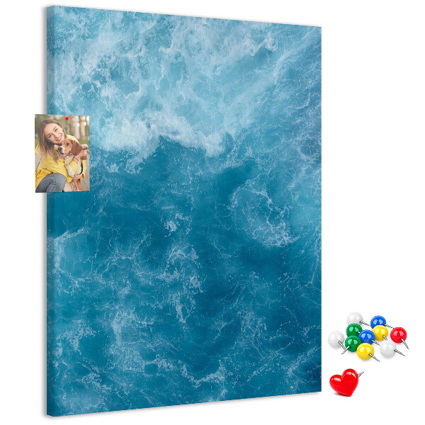 Tablero de corcho Olas del océano en tonos azules