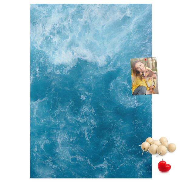 Tablero de corcho Olas del océano en tonos azules