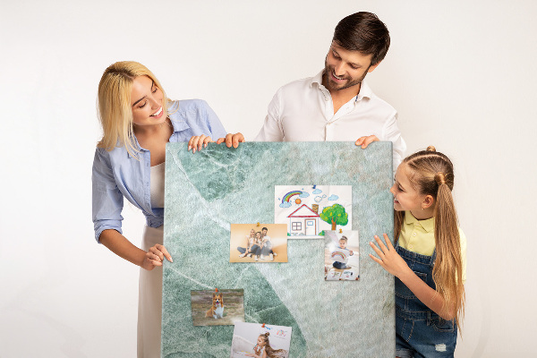 Decoración pizarra de corcho Mármol verde con vetas delicadas