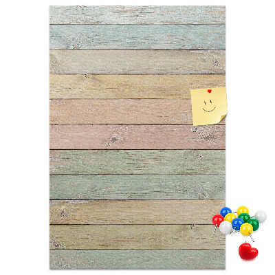 Tablero de corcho para pared tablas rústicas en tonos pastel