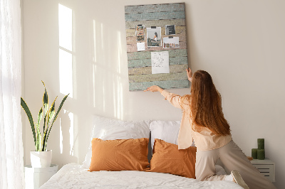 Tablero de corcho para pared tablas rústicas en tonos pastel