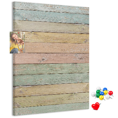 Tablero de corcho para pared tablas rústicas en tonos pastel