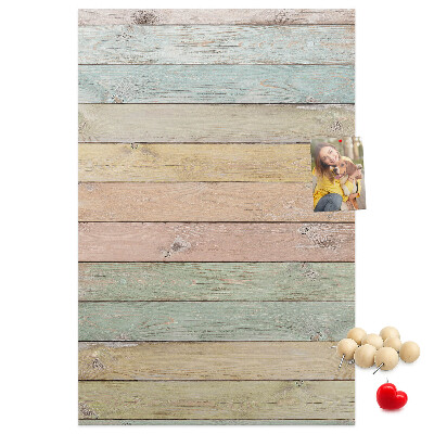 Tablero de corcho para pared tablas rústicas en tonos pastel
