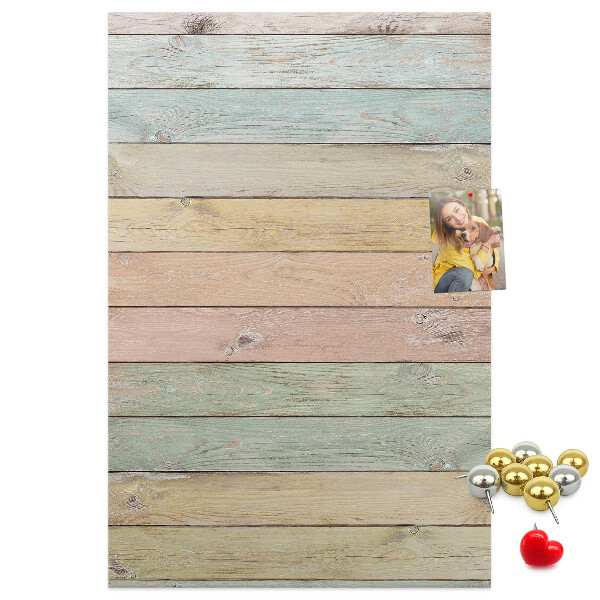 Tablero de corcho para pared tablas rústicas en tonos pastel