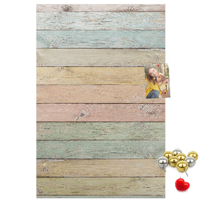 Tablero de corcho para pared tablas rústicas en tonos pastel